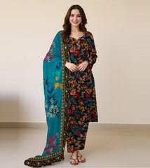 PRINTED KHADDAR WITH WOOL SHAWL 3 PCS SUIT IP-0016