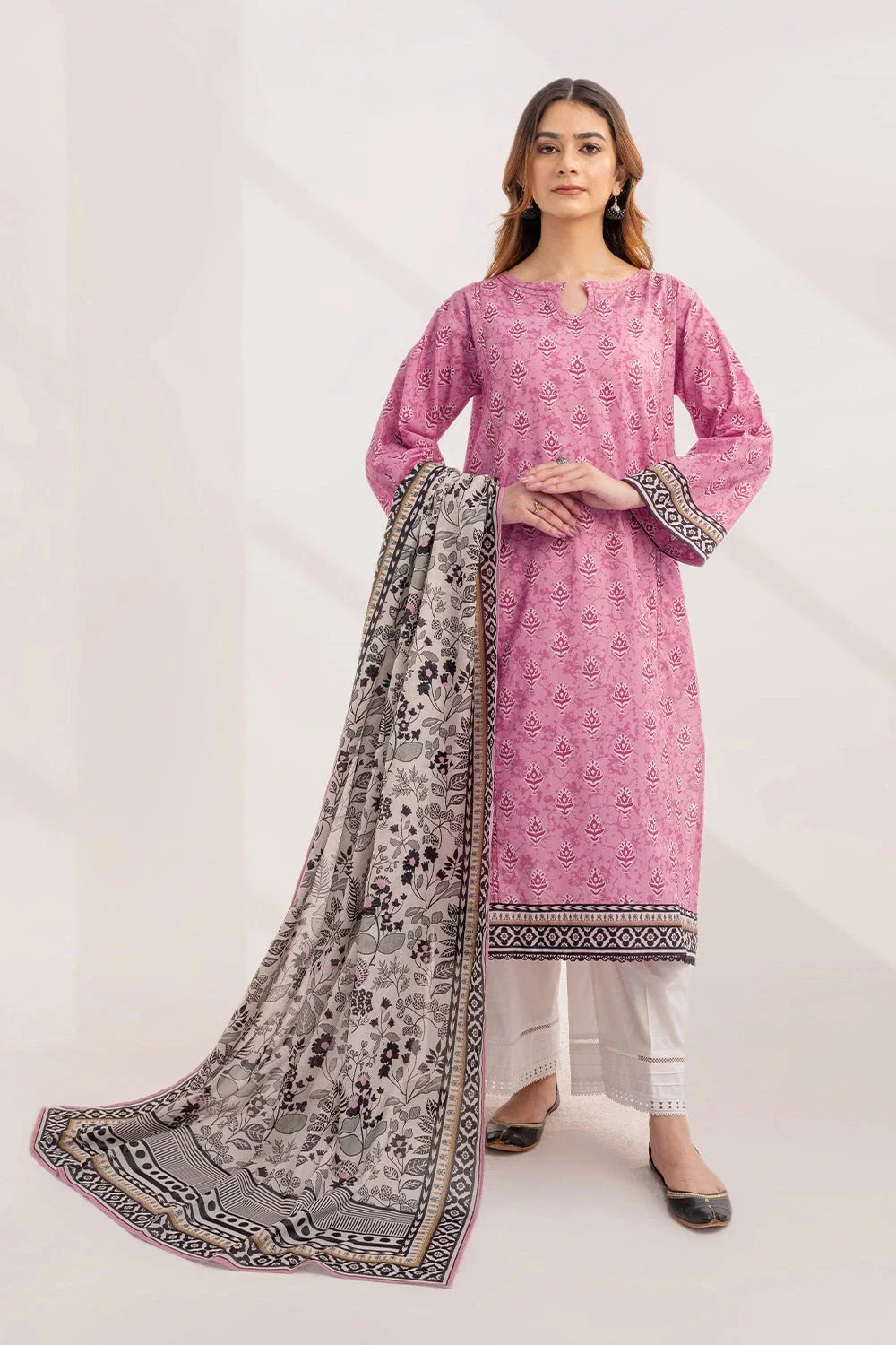 2PC Unstitched Printed Lawn Shirt and Dupatta KSD-3224 Printed KHAS STORES