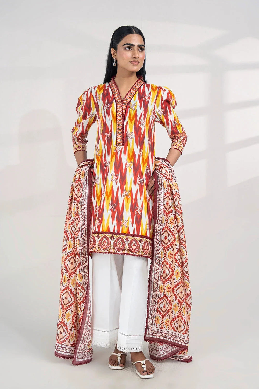 2PC Unstitched Printed Lawn Shirt and Dupatta KSD-3385 Printed KHAS STORES