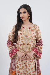 3PC Embroidered Unstitched Lawn Suit KC-3197 Embroidered KHAS STORES