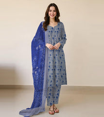 PRINTED KHADDAR WITH WOOL SHAWL 3 PCS SUIT IP-0017