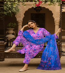 PRINTED KHADDAR WITH WOOL SHAWL 3 PCS SUIT IP-0001