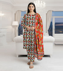 PRINTED KHADDAR WITH WOOL SHAWL 3 PCS SUIT IP-0021