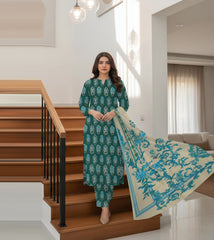 PRINTED KHADDAR WITH WOOL SHAWL 3 PCS SUIT IP-0026