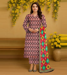 PRINTED KHADDAR WITH WOOL SHAWL 3 PCS SUIT IP-0028