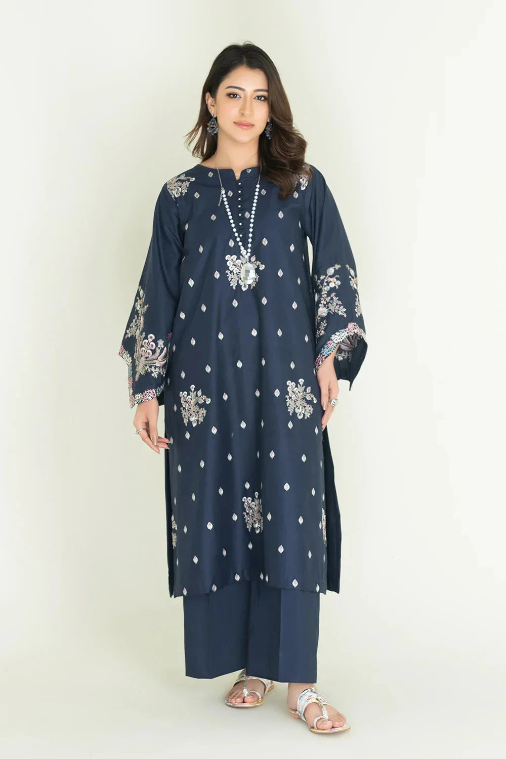 2PC Stitched Embroidered Lawn Shirt & Trouser | RKTE-3856 Embroidered KHAS STORES 