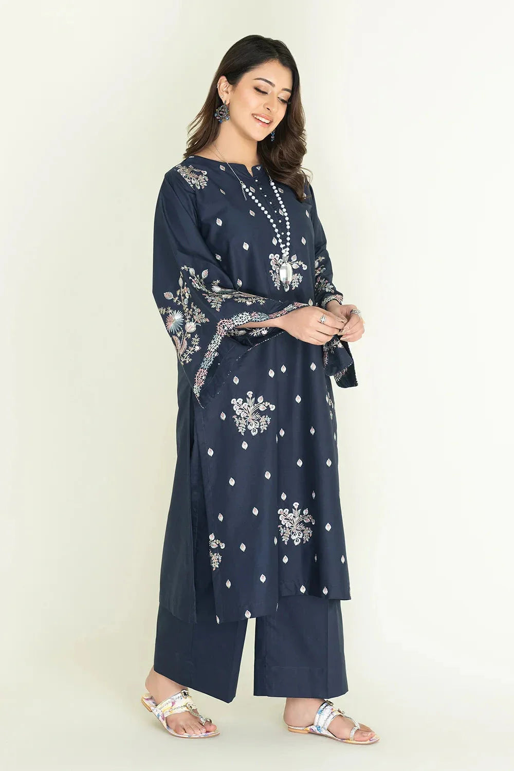 2PC Stitched Embroidered Lawn Shirt & Trouser | RKTE-3856 Embroidered KHAS STORES 