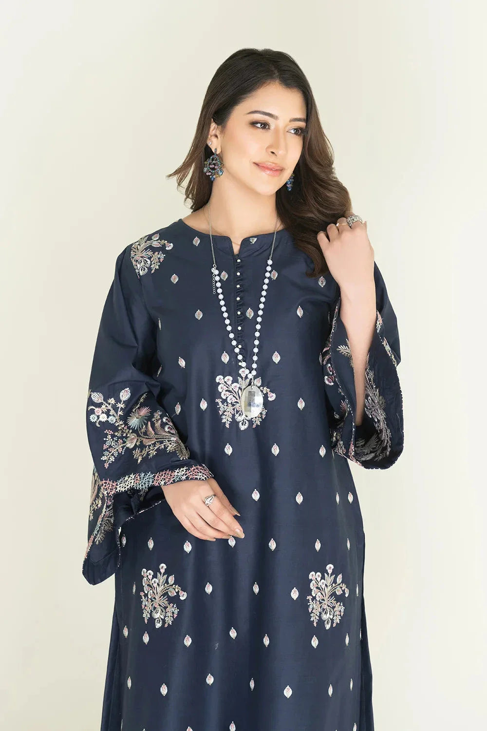2PC Stitched Embroidered Lawn Shirt & Trouser | RKTE-3856 Embroidered KHAS STORES 