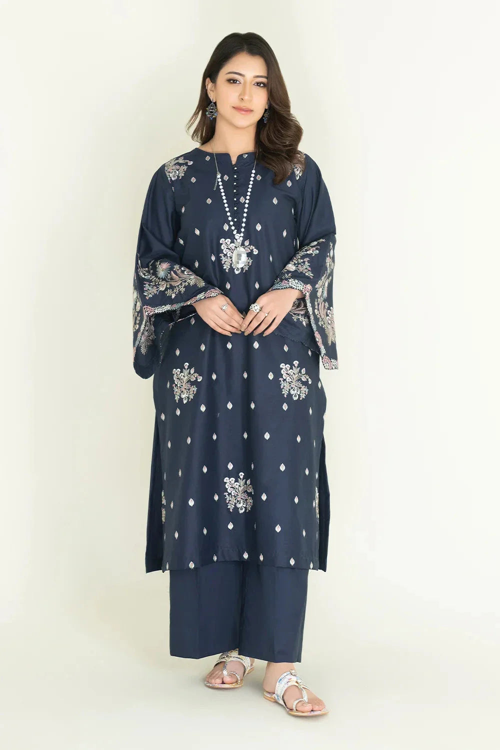 2PC Stitched Embroidered Lawn Shirt & Trouser | RKTE-3856 Embroidered KHAS STORES 