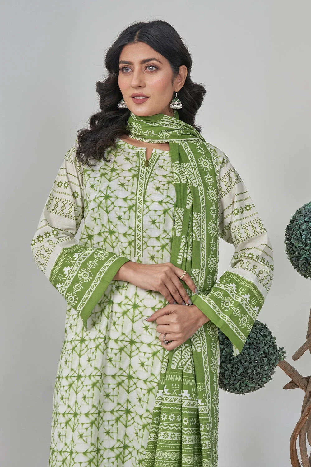 2PC Stitched Printed Lawn Shirt and Dupatta RKTW-3055 Printed KHAS STORES 