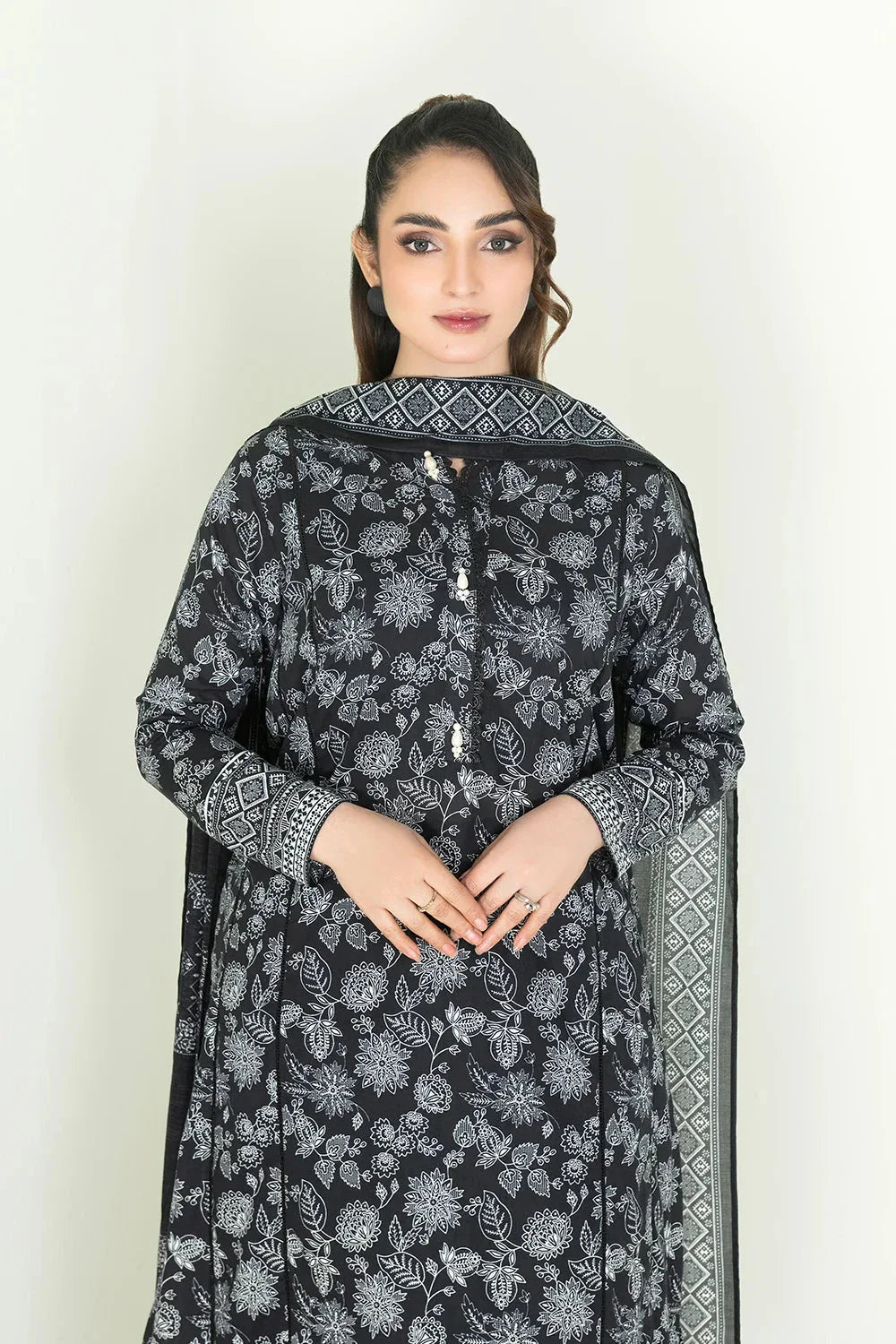2PC Stitched Printed Lawn Shirt & Dupatta | RTW-KSD-3869 Printed KHAS STORES 