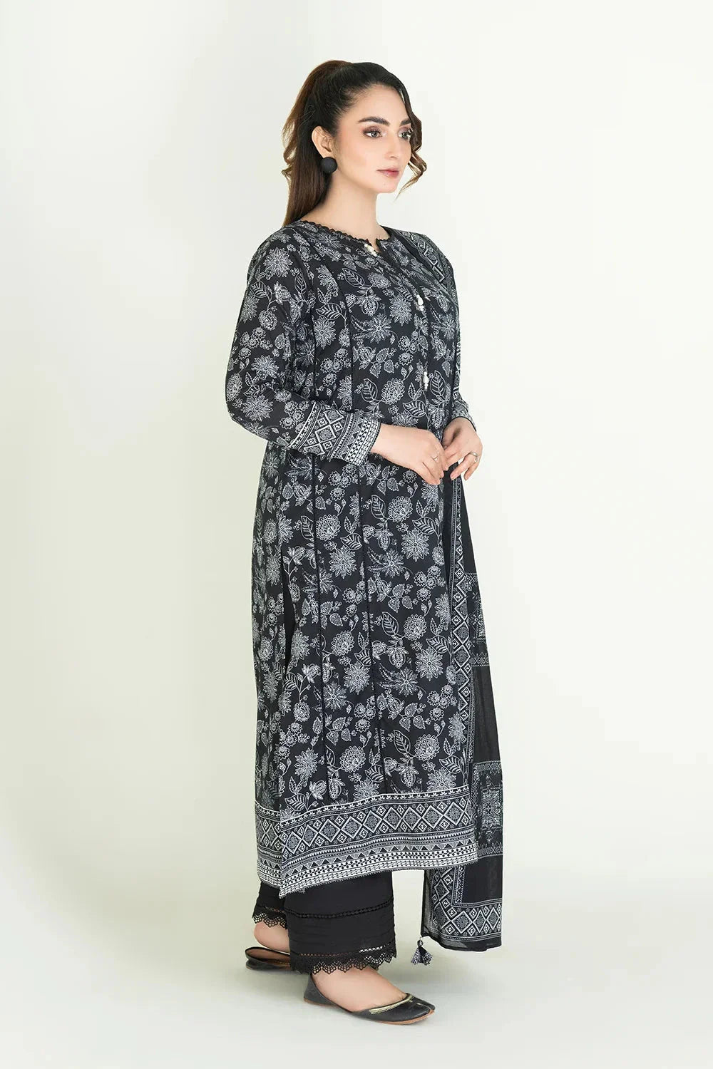 2PC Stitched Printed Lawn Shirt & Dupatta | RTW-KSD-3869 Printed KHAS STORES 