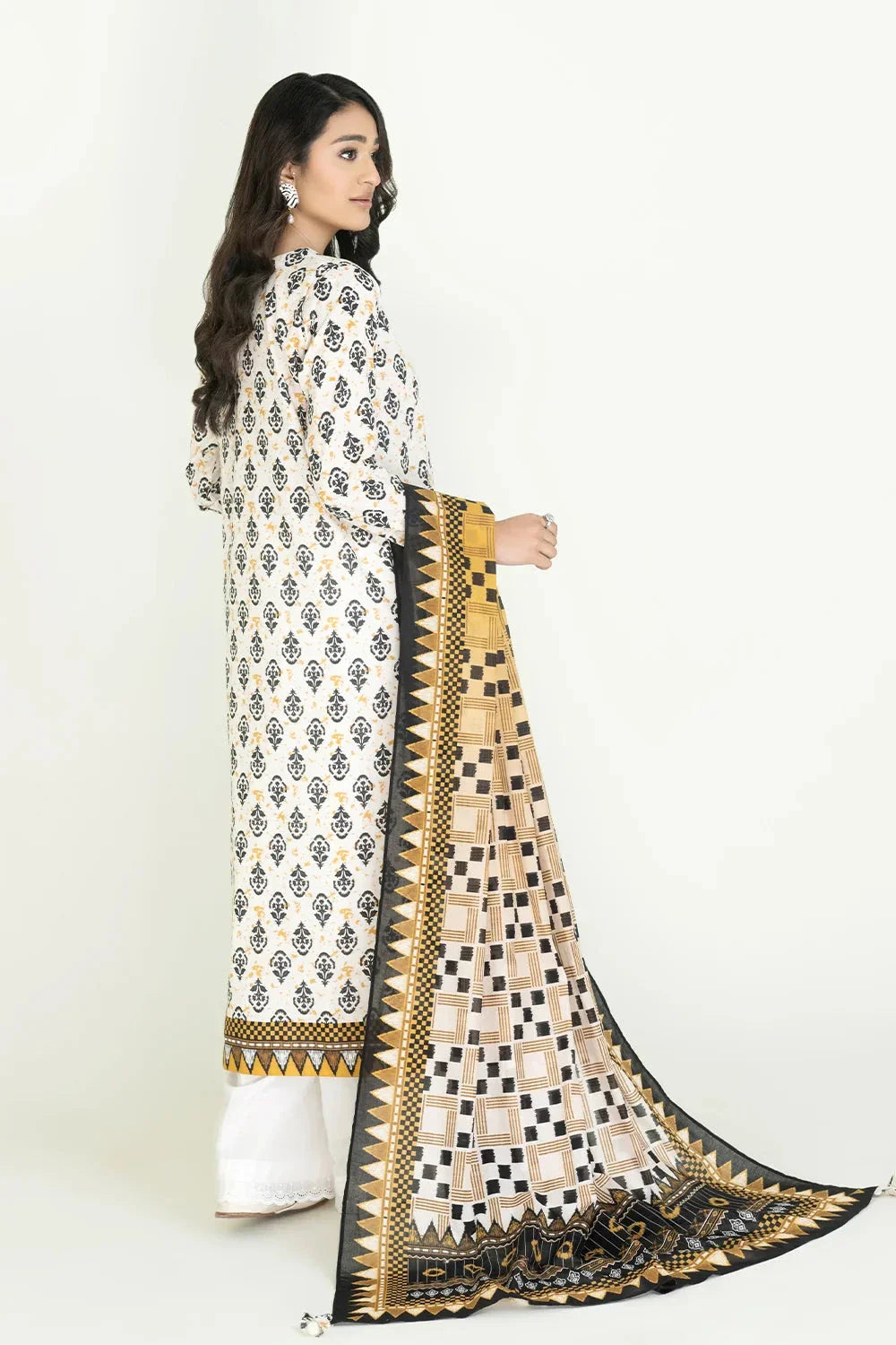 2PC Stitched Printed Lawn Shirt & Dupatta | RTW-KSD-3870 Printed KHAS STORES 