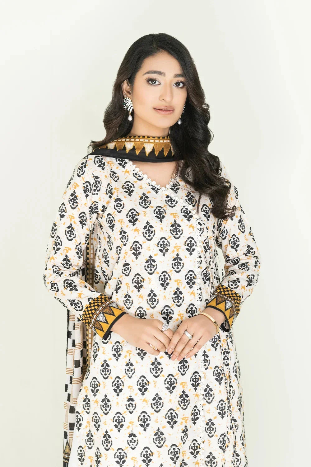 2PC Stitched Printed Lawn Shirt & Dupatta | RTW-KSD-3870 Printed KHAS STORES 