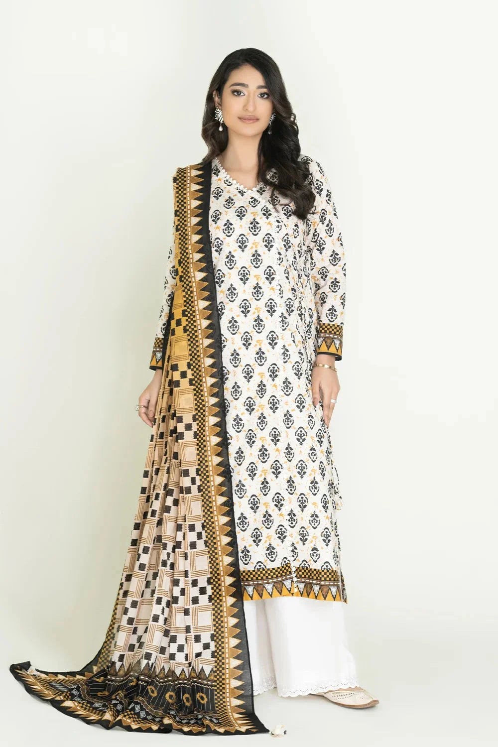 2PC Stitched Printed Lawn Shirt & Dupatta | RTW-KSD-3870 Printed KHAS STORES 