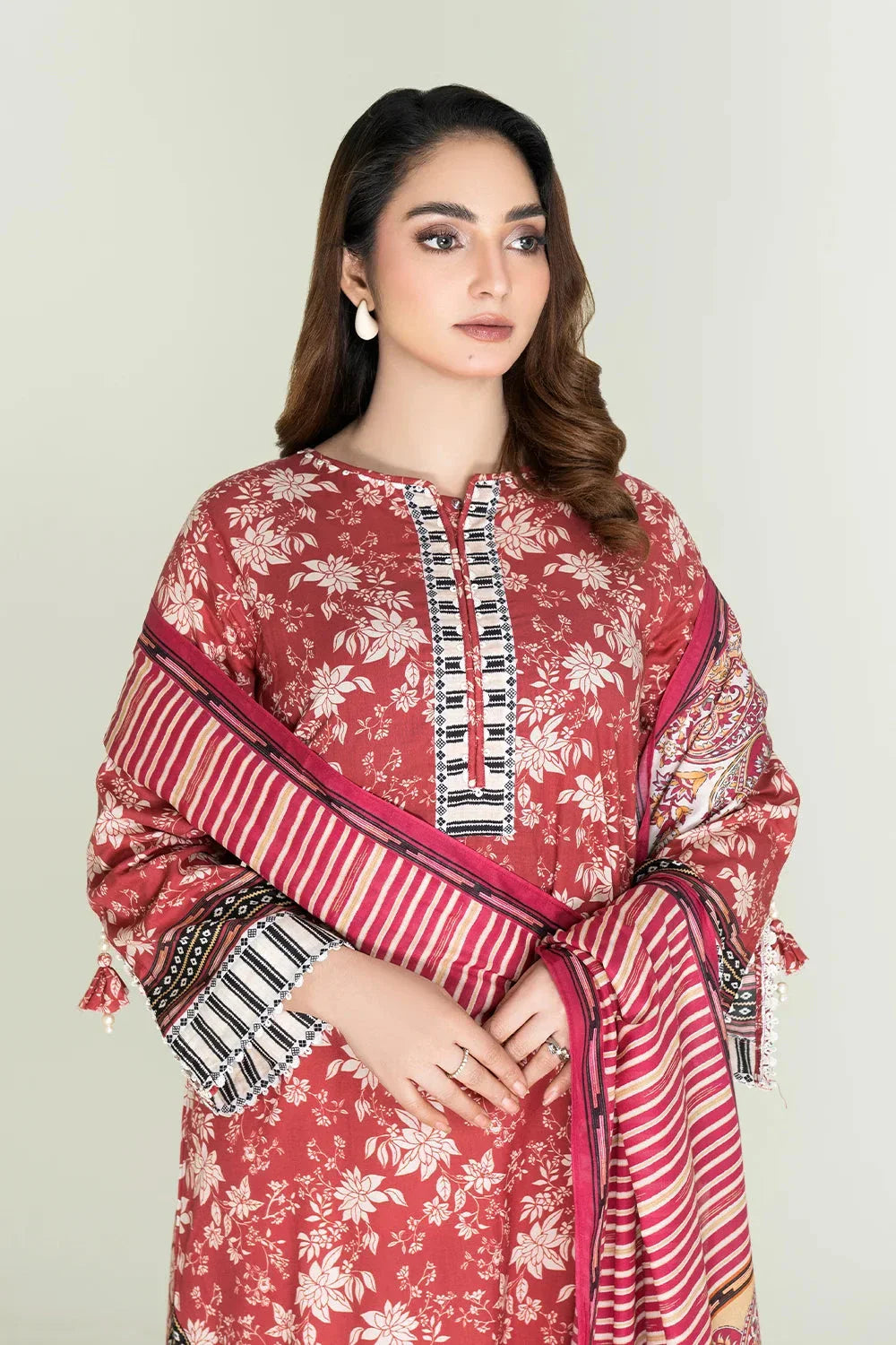 2PC Stitched Printed Lawn Shirt & Dupatta | RTW-KSD-3872 Printed KHAS STORES 