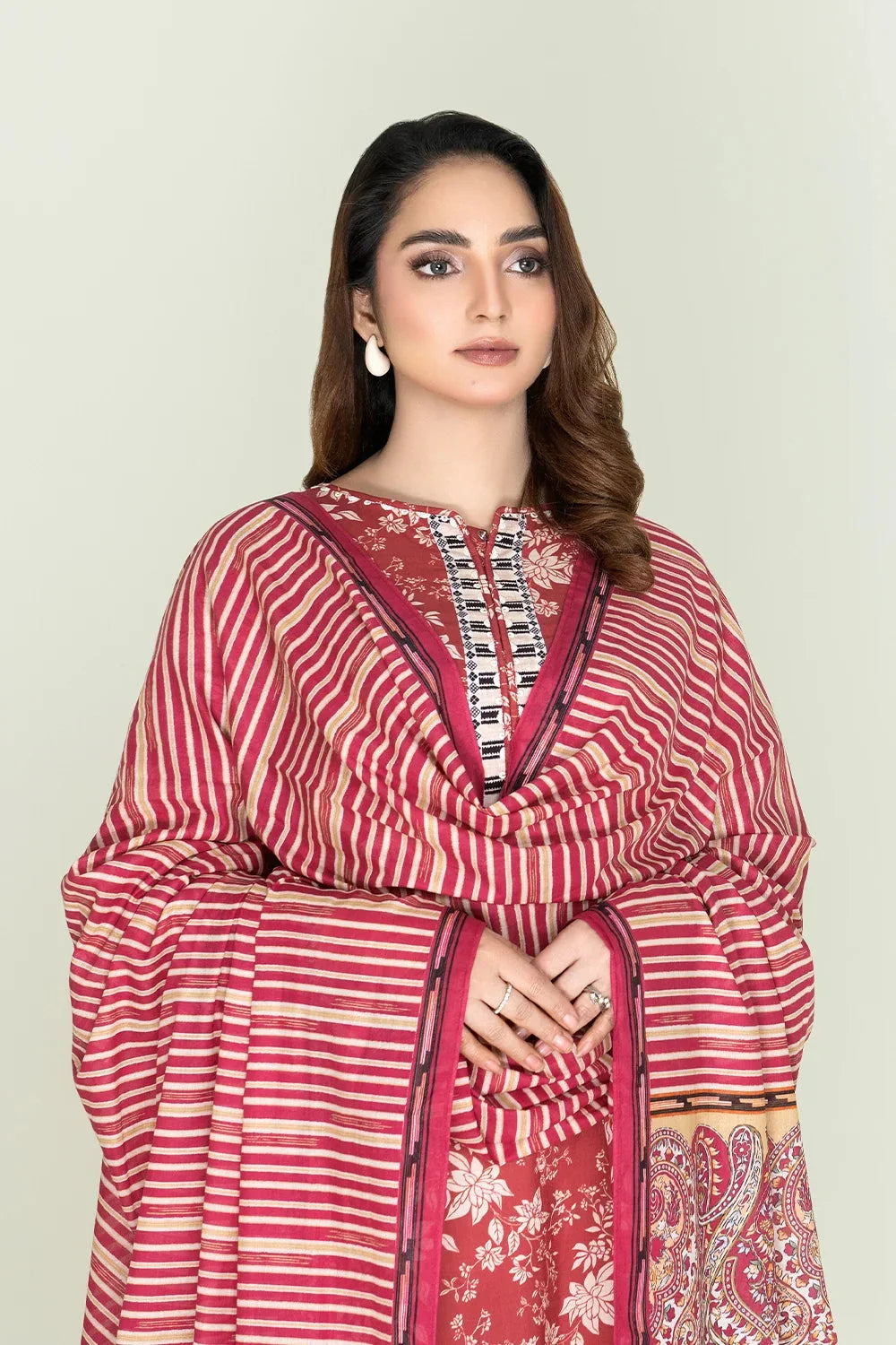 2PC Stitched Printed Lawn Shirt & Dupatta | RTW-KSD-3872 Printed KHAS STORES 