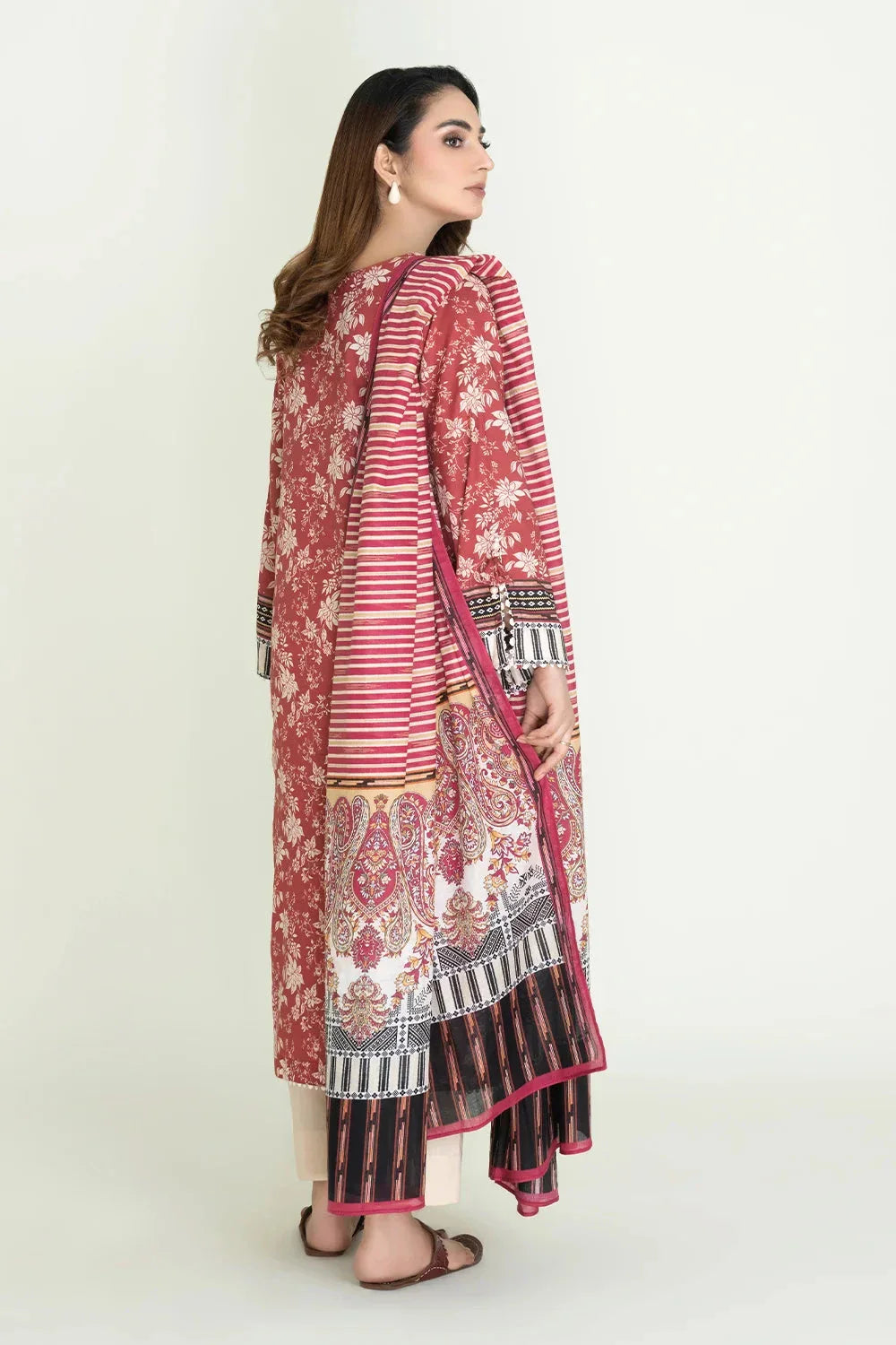 2PC Stitched Printed Lawn Shirt & Dupatta | RTW-KSD-3872 Printed KHAS STORES 