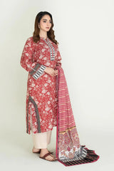 2PC Stitched Printed Lawn Shirt & Dupatta | RTW-KSD-3872 Printed KHAS STORES 