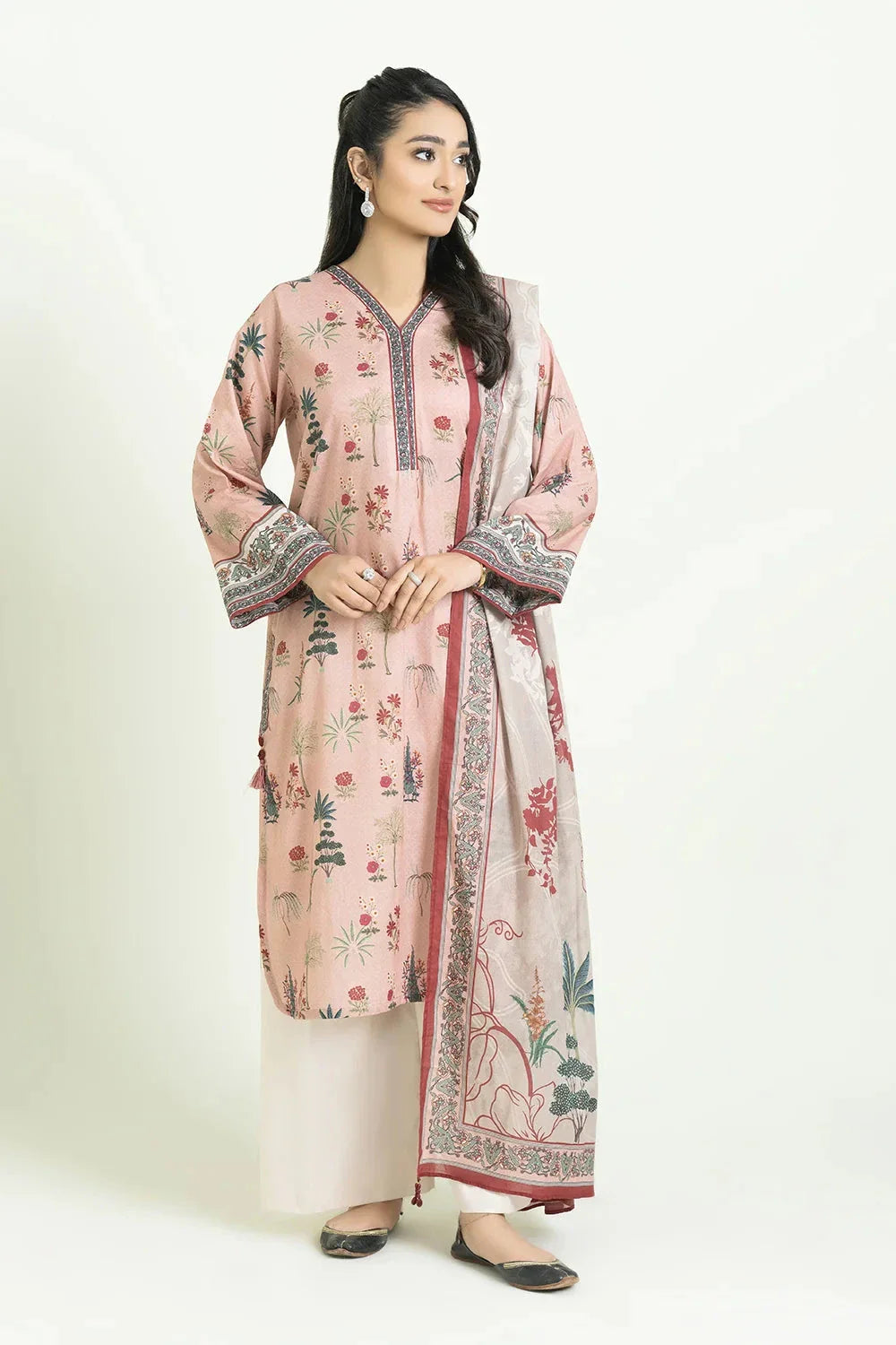 2PC Stitched Printed Lawn Shirt & Dupatta | RTW-KSD-3873 Printed KHAS STORES 