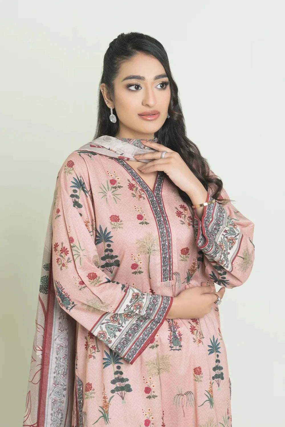 2PC Stitched Printed Lawn Shirt & Dupatta | RTW-KSD-3873 Printed KHAS STORES 