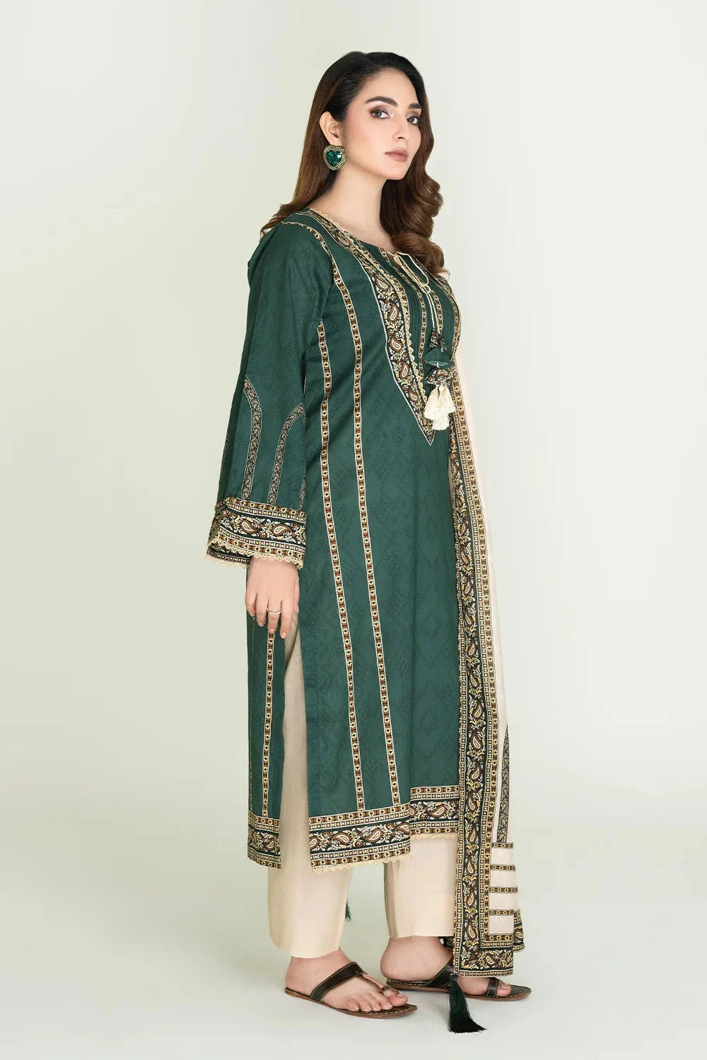 2PC Stitched Printed Lawn Shirt & Dupatta | RTW-KSD-3875 Printed KHAS STORES 