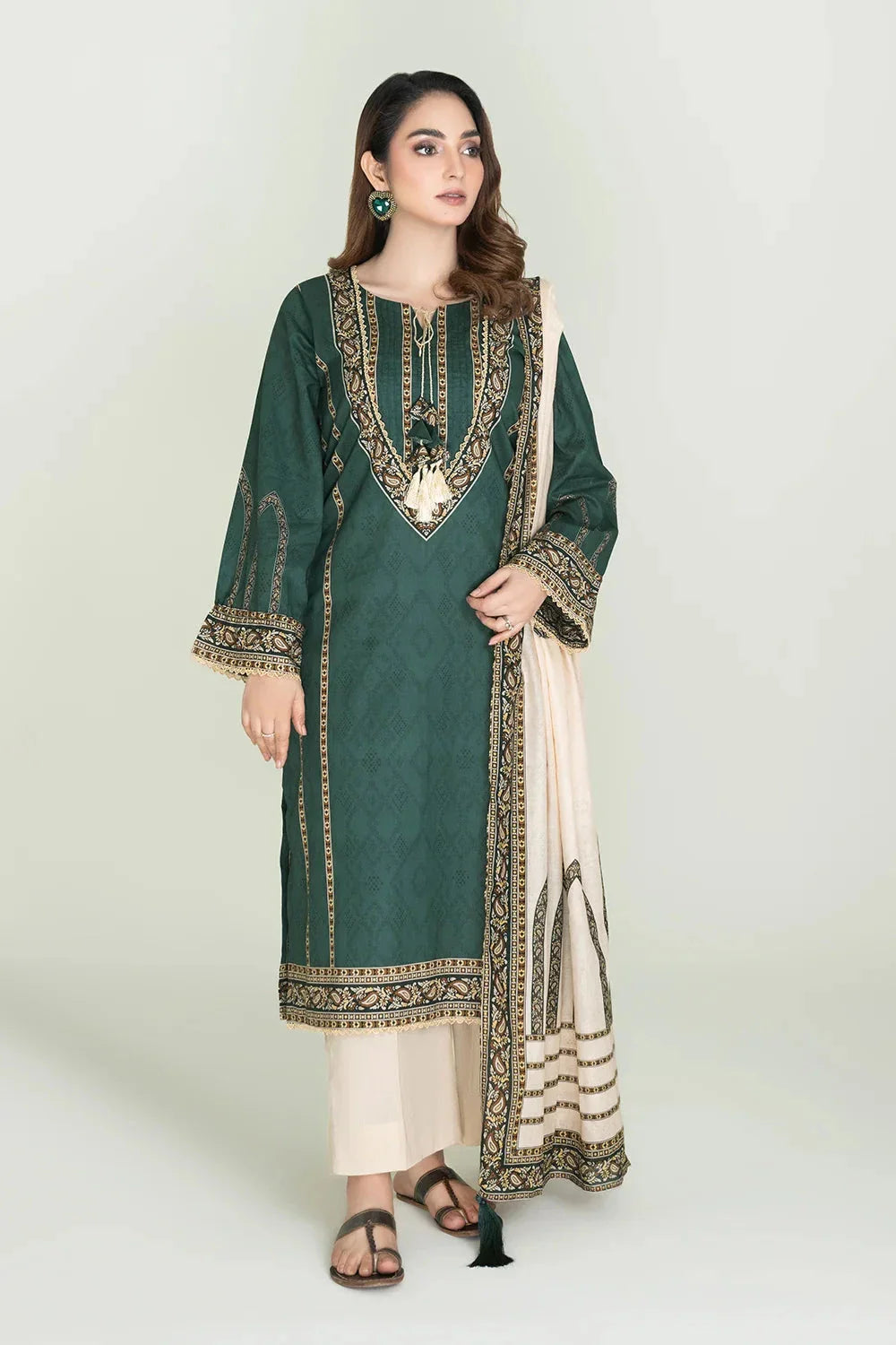2PC Stitched Printed Lawn Shirt & Dupatta | RTW-KSD-3875 Printed KHAS STORES 
