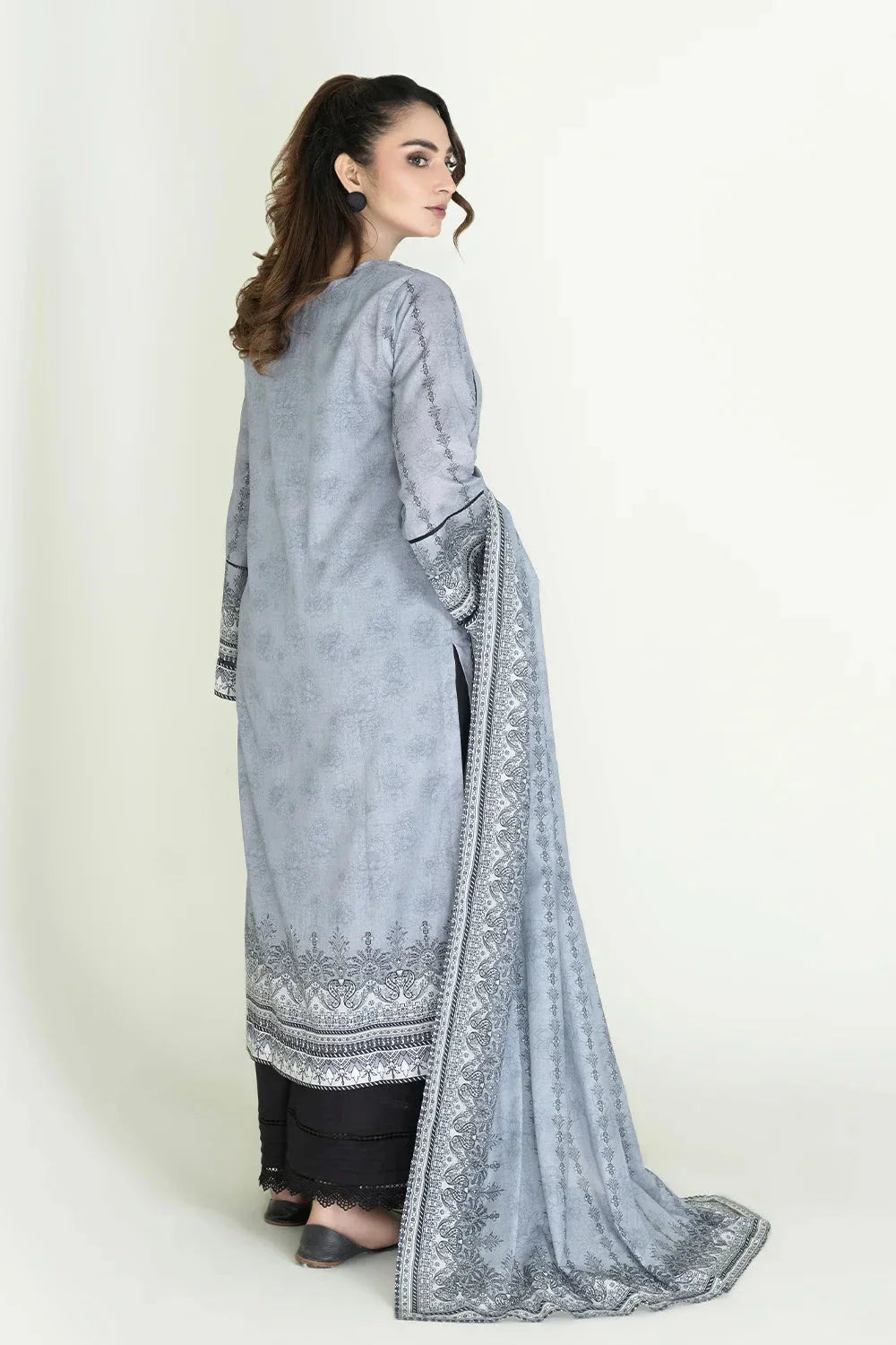 2PC Stitched Printed Lawn Shirt & Dupatta | RTW-KSD-3876 Printed KHAS STORES 
