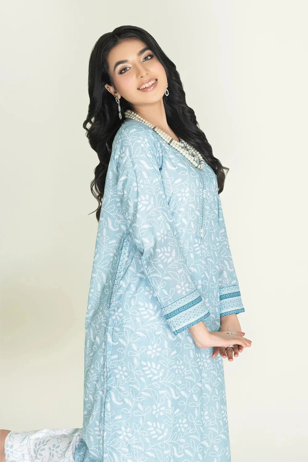 2PC Stitched Printed Lawn Shirt & Trouser | RTW-KST-3845 Printed KHAS STORES 