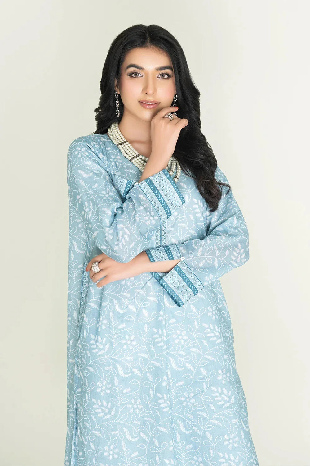 2PC Stitched Printed Lawn Shirt & Trouser | RTW-KST-3845 Printed KHAS STORES 