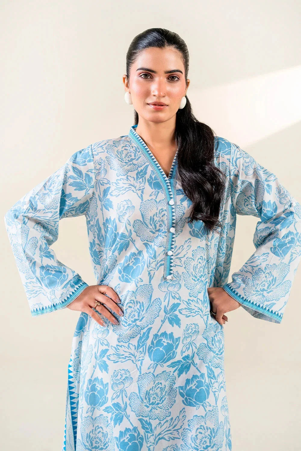 2PC Stitched Printed Lawn Shirt & Trouser | RTW-KST-3851 Printed KHAS STORES 
