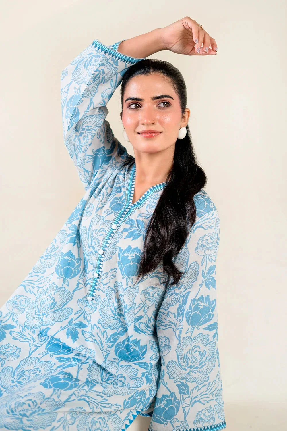2PC Stitched Printed Lawn Shirt & Trouser | RTW-KST-3851 Printed KHAS STORES 