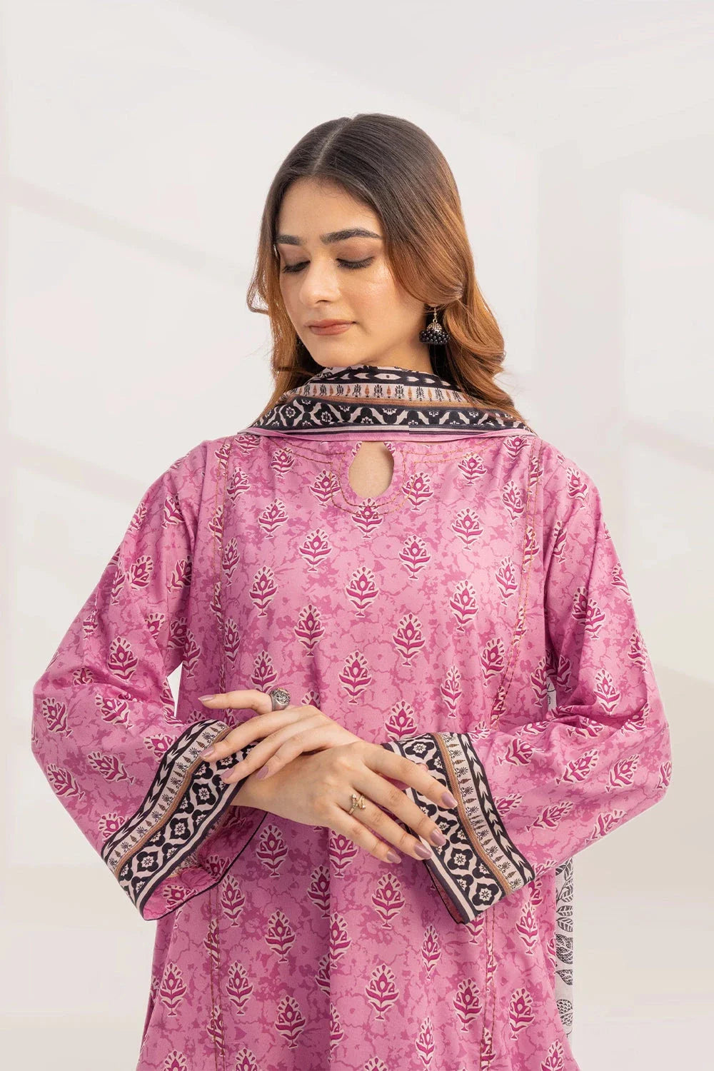 2PC Unstitched Printed Lawn Shirt and Dupatta KSD-3224 Printed KHAS STORES 
