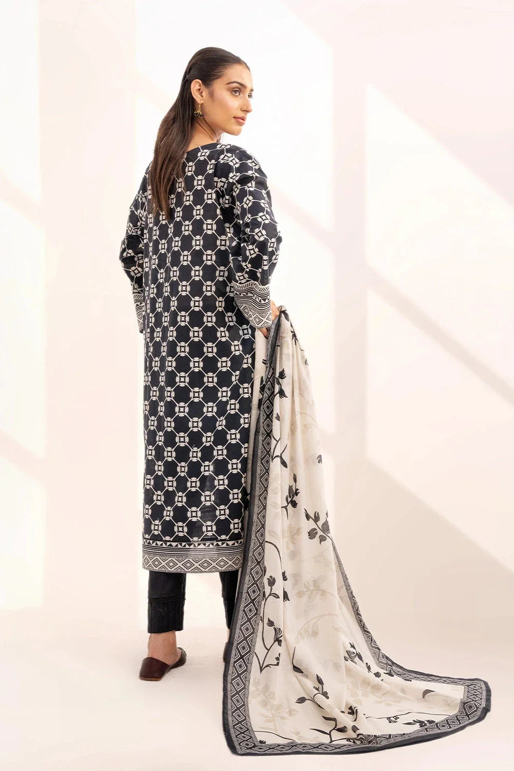 2PC Unstitched Printed Lawn Shirt and Dupatta KSD-3225 Printed KHAS STORES 