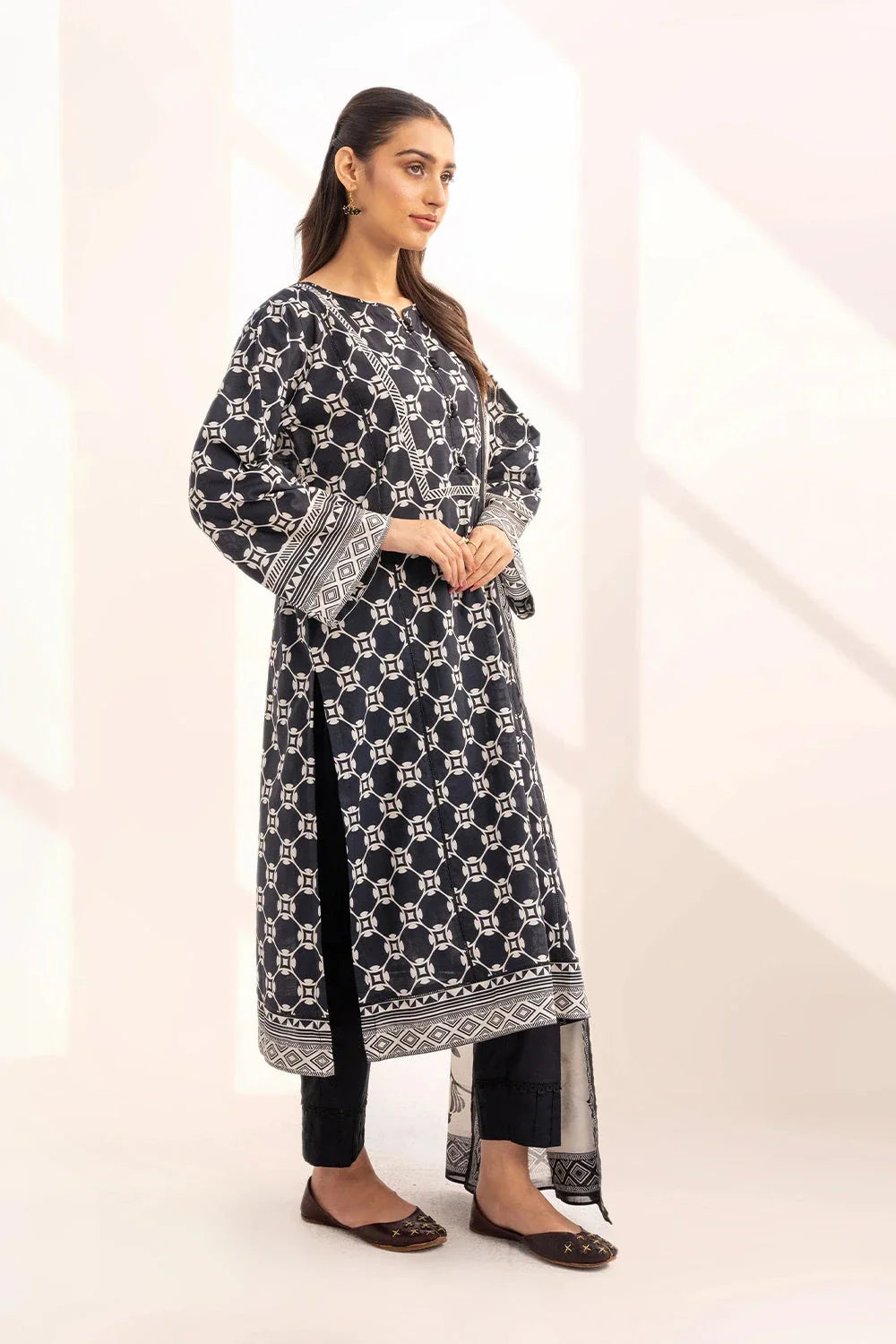 2PC Unstitched Printed Lawn Shirt and Dupatta KSD-3225 Printed KHAS STORES 