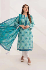 2PC Unstitched Printed Lawn Shirt and Dupatta KSD-3230 Printed KHAS STORES 