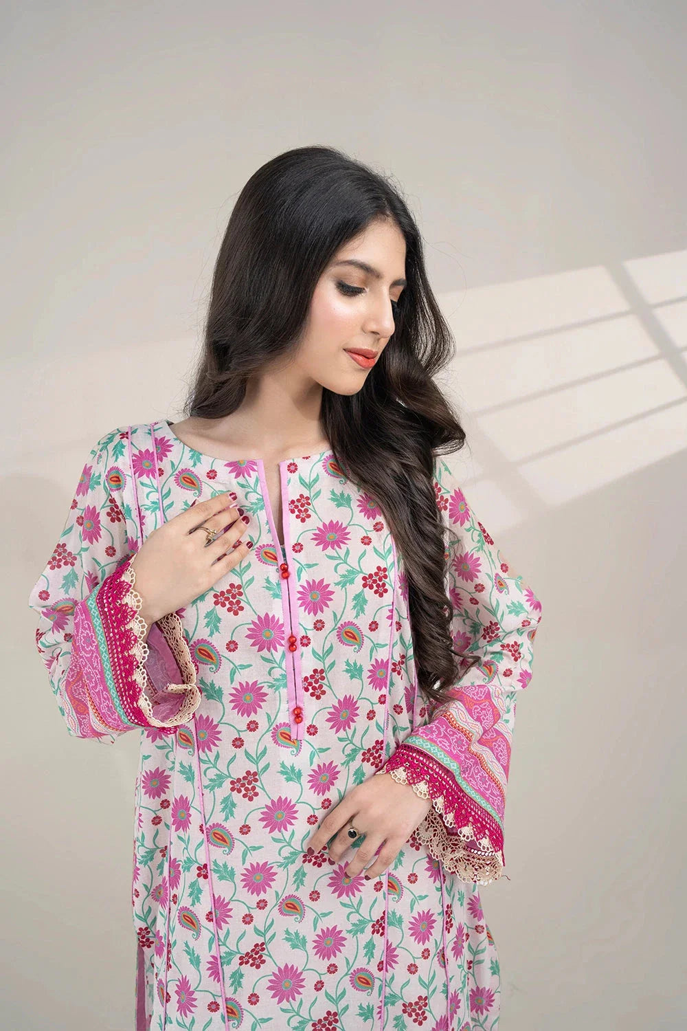 2PC Unstitched Printed Lawn Shirt and Dupatta KSD-3379 Printed KHAS STORES 