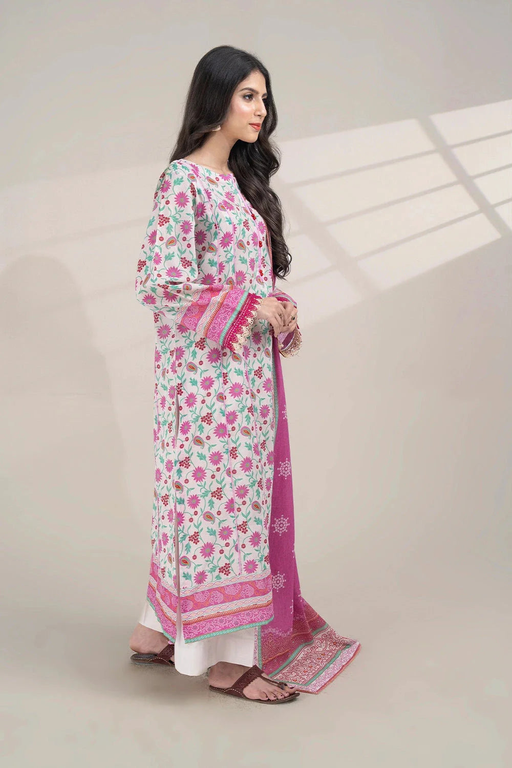 2PC Unstitched Printed Lawn Shirt and Dupatta KSD-3379 Printed KHAS STORES 