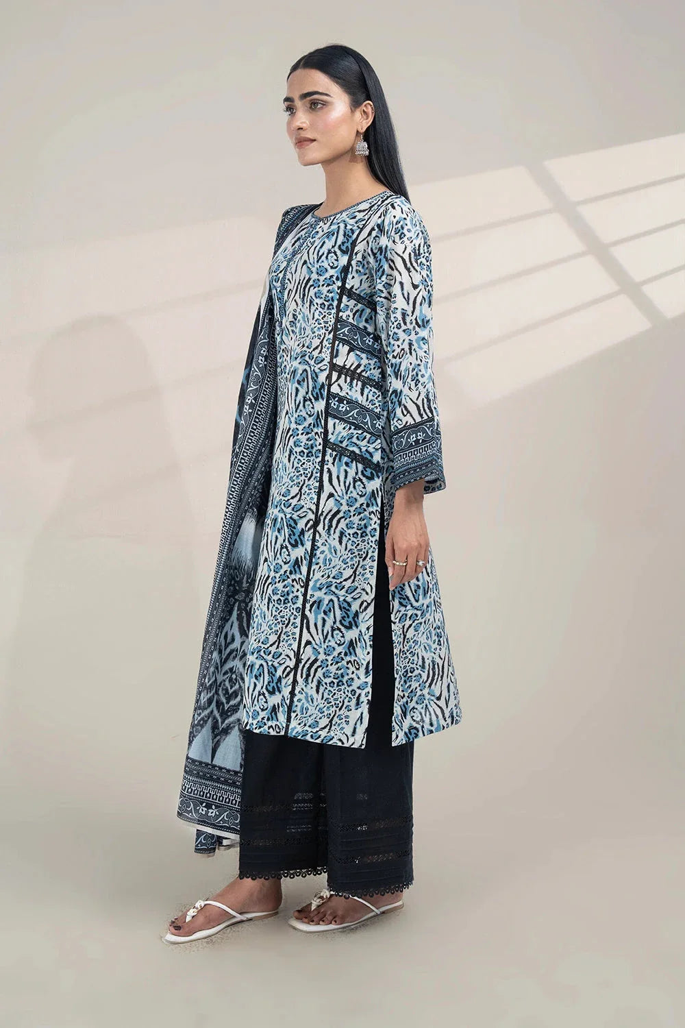2PC Unstitched Printed Lawn Shirt and Dupatta KSD-3380 Printed KHAS STORES 