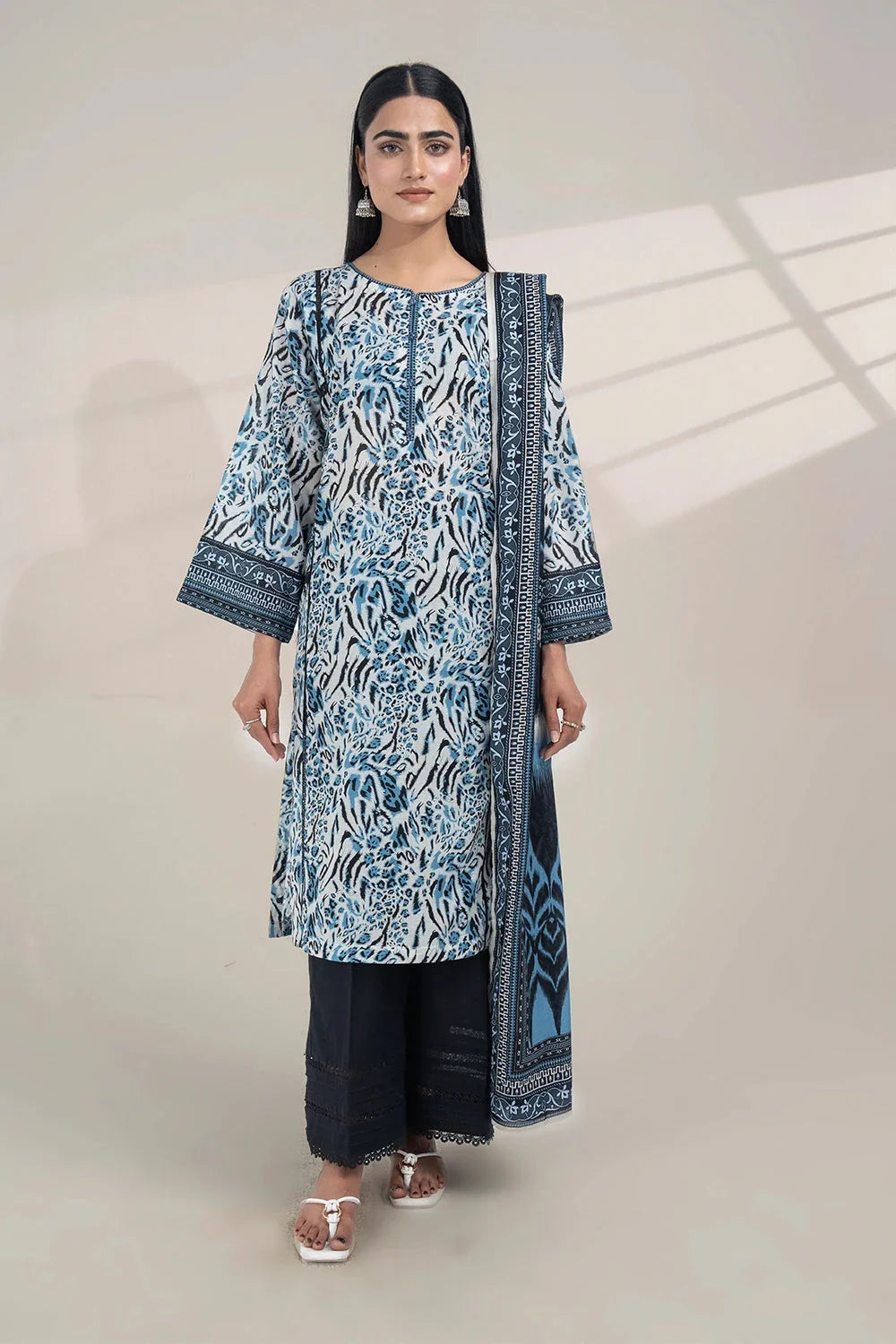 2PC Unstitched Printed Lawn Shirt and Dupatta KSD-3380 Printed KHAS STORES 