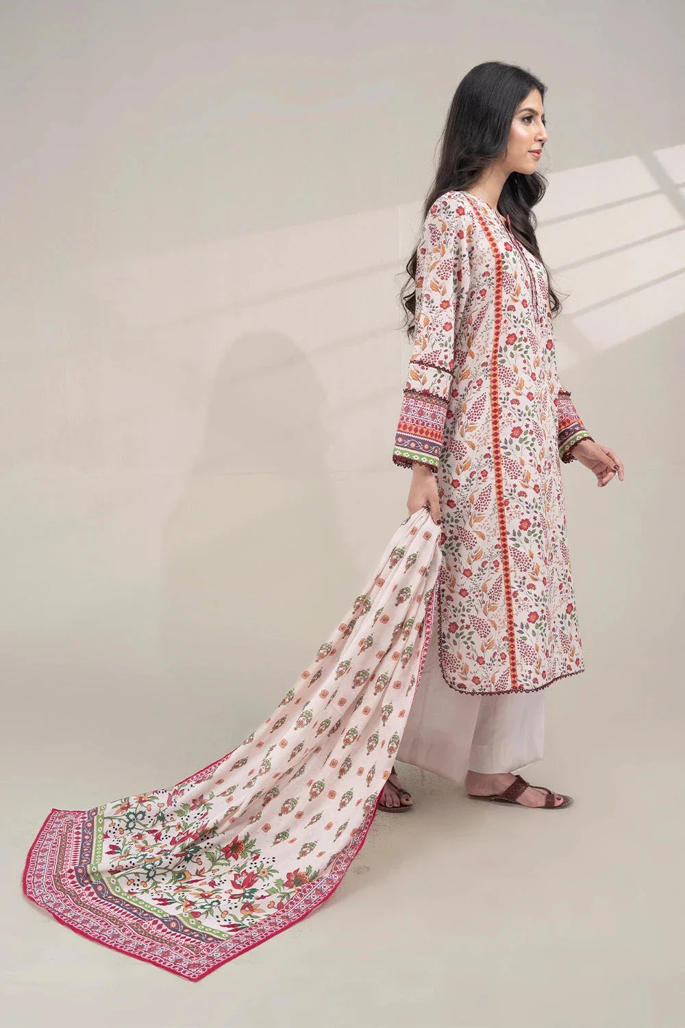 2PC Unstitched Printed Lawn Shirt and Dupatta KSD-3382 Printed KHAS STORES 