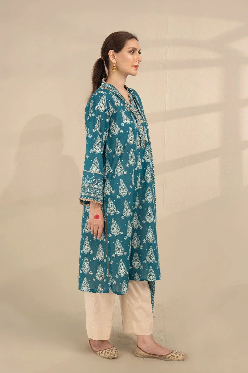 2PC Unstitched Printed Lawn Shirt and Dupatta KSD-3383 Printed KHAS STORES 