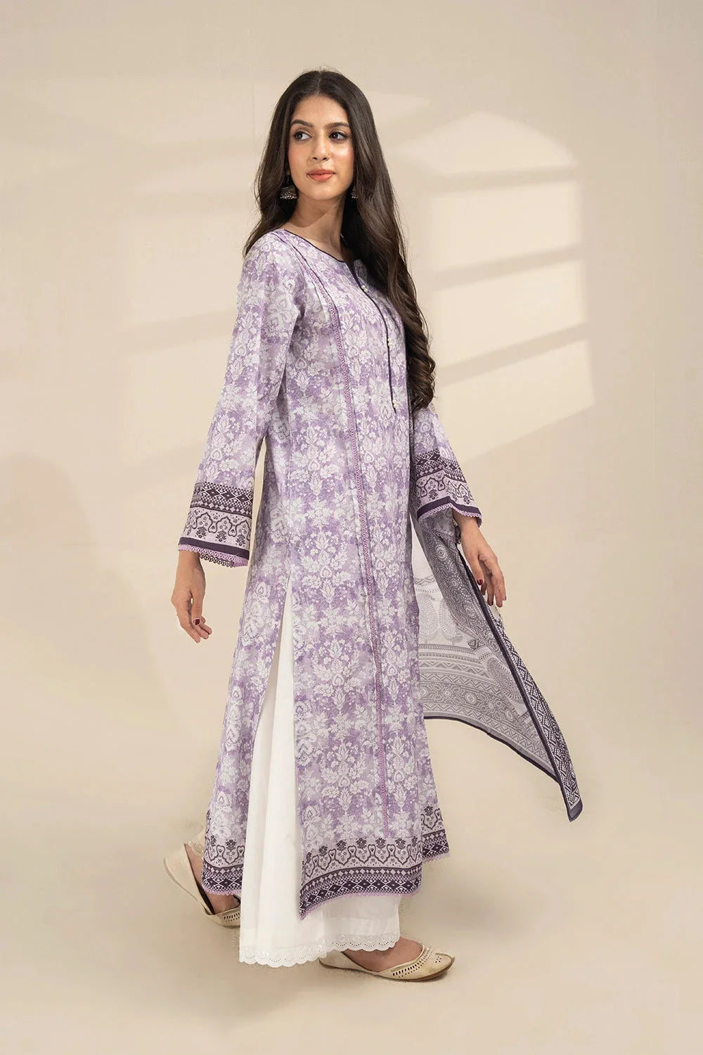2PC Unstitched Printed Lawn Shirt and Dupatta KSD-3387 Printed KHAS STORES 