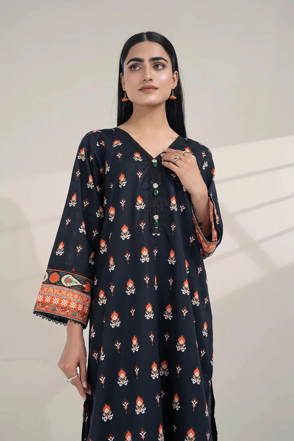 2PC Unstitched Printed Lawn Shirt and Dupatta KSD-3388 Printed KHAS STORES 