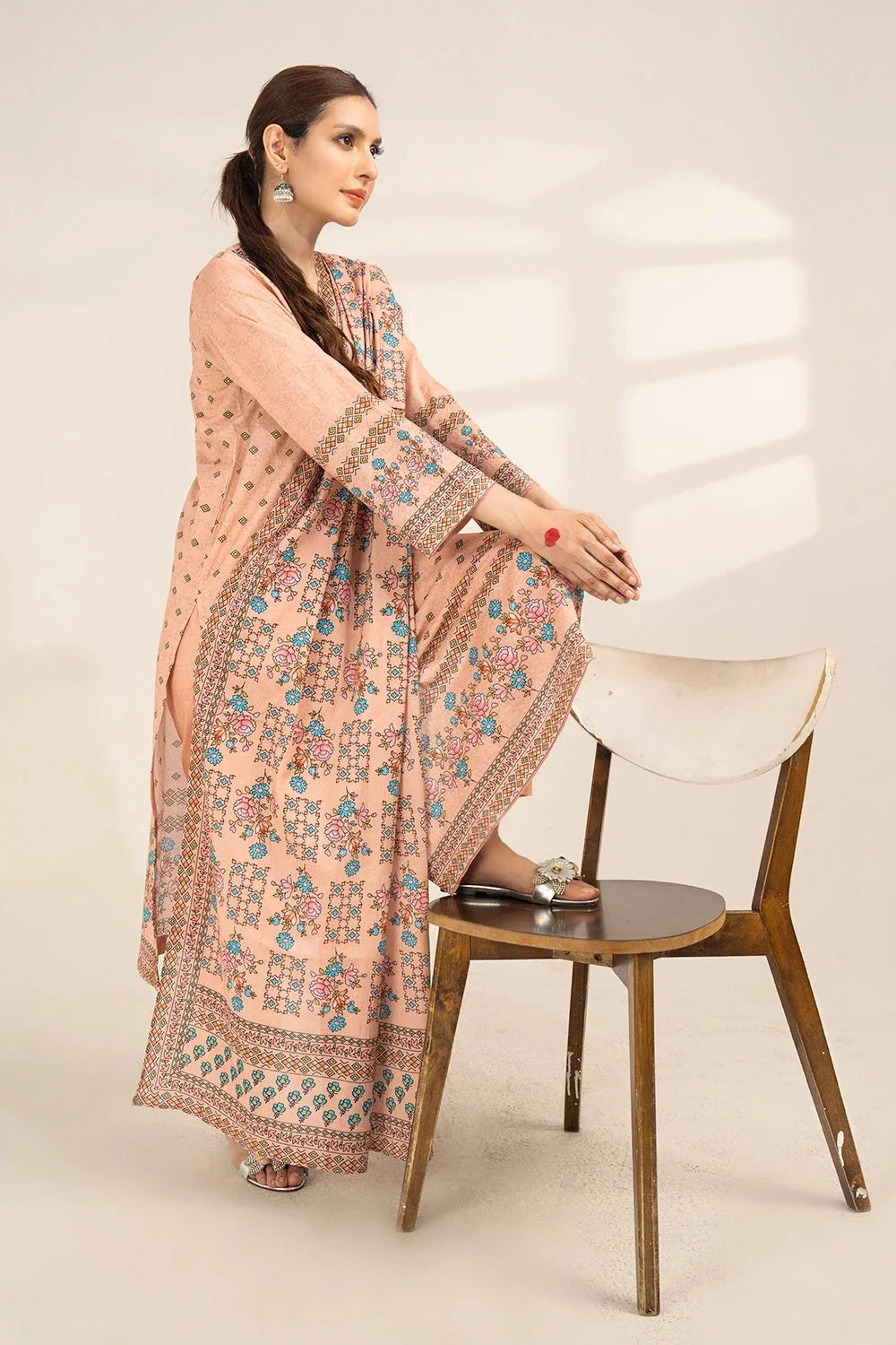 2PC Unstitched Printed Lawn Shirt and Dupatta KSD-3392 Printed KHAS STORES 