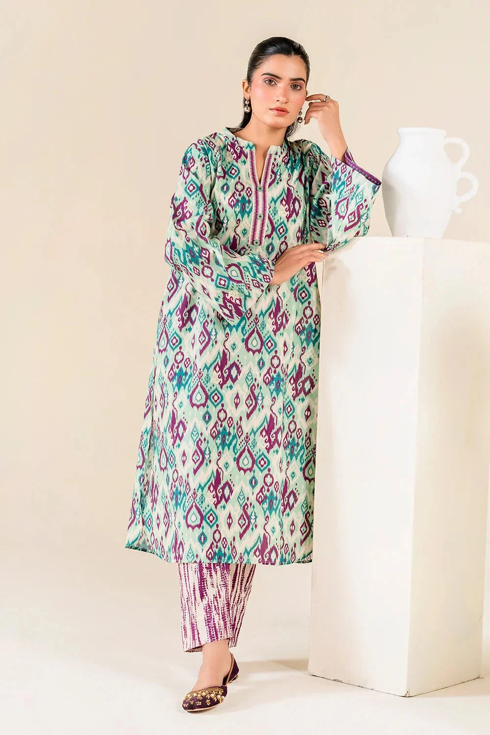 2PC Unstitched Printed Lawn Shirt and Trouser I KST-3841 Printed KHAS STORES 