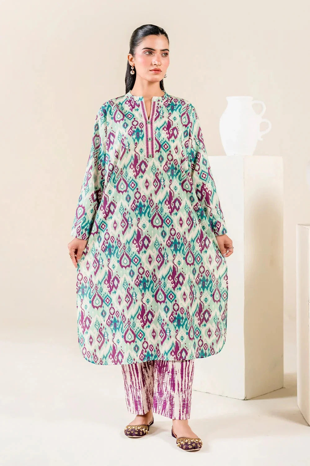 2PC Unstitched Printed Lawn Shirt and Trouser I KST-3841 Printed KHAS STORES 
