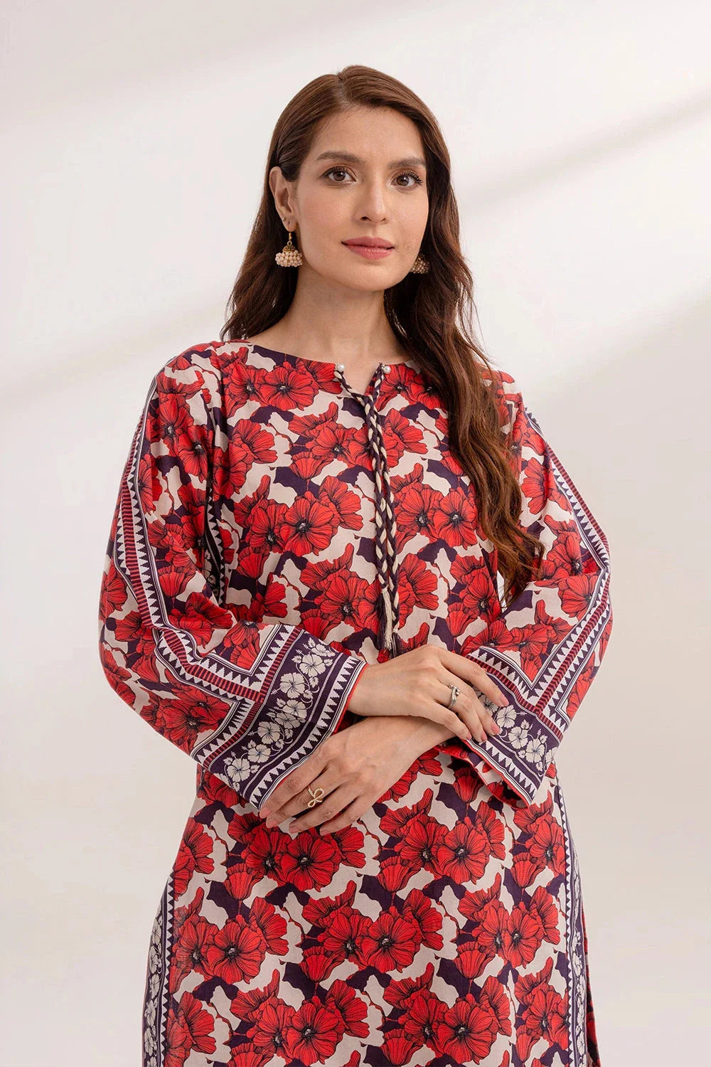 2PC Unstitched Printed Lawn Shirt and Trouser KST-3242 Printed KHAS STORES 