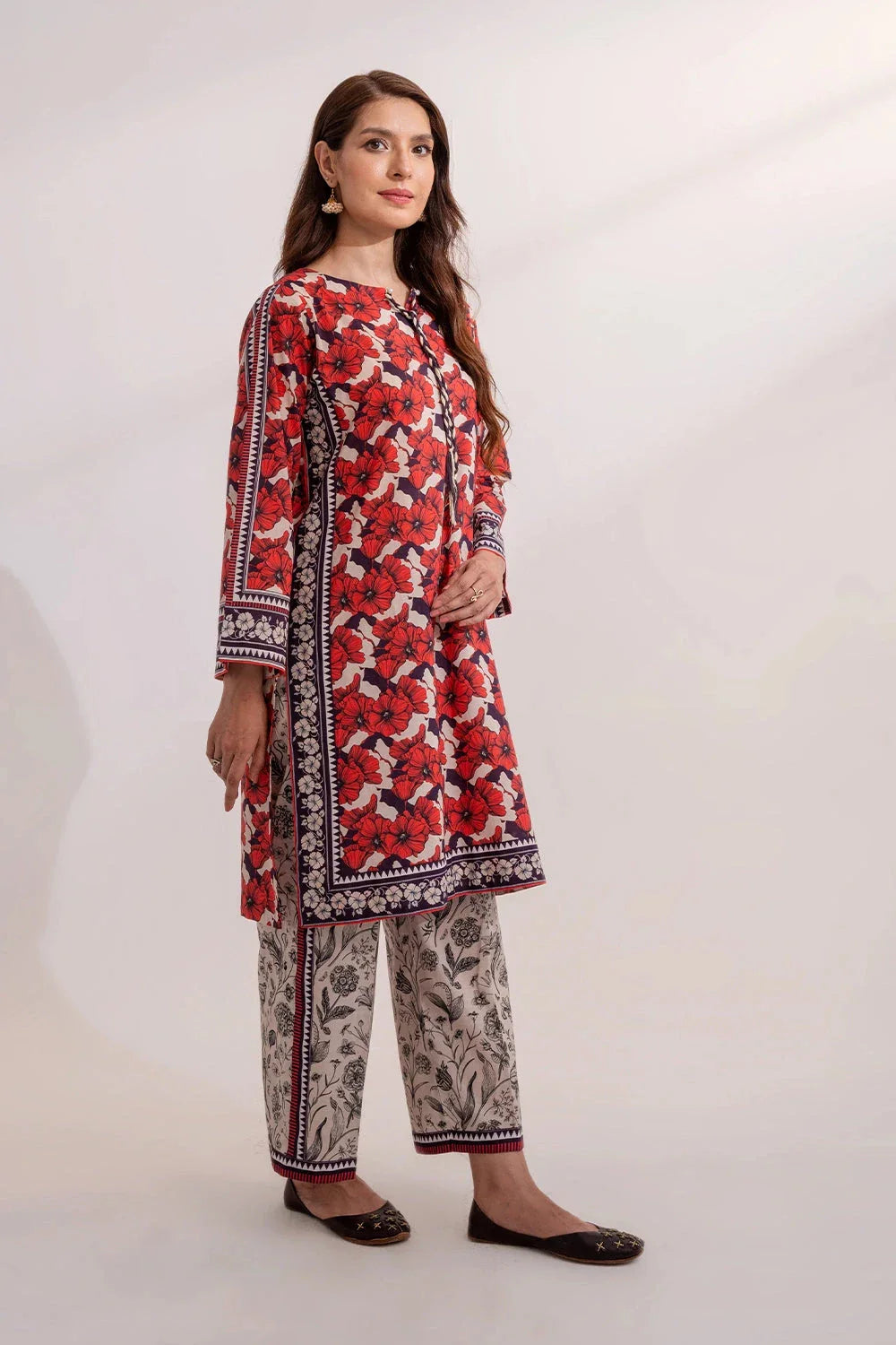 2PC Unstitched Printed Lawn Shirt and Trouser KST-3242 Printed KHAS STORES 