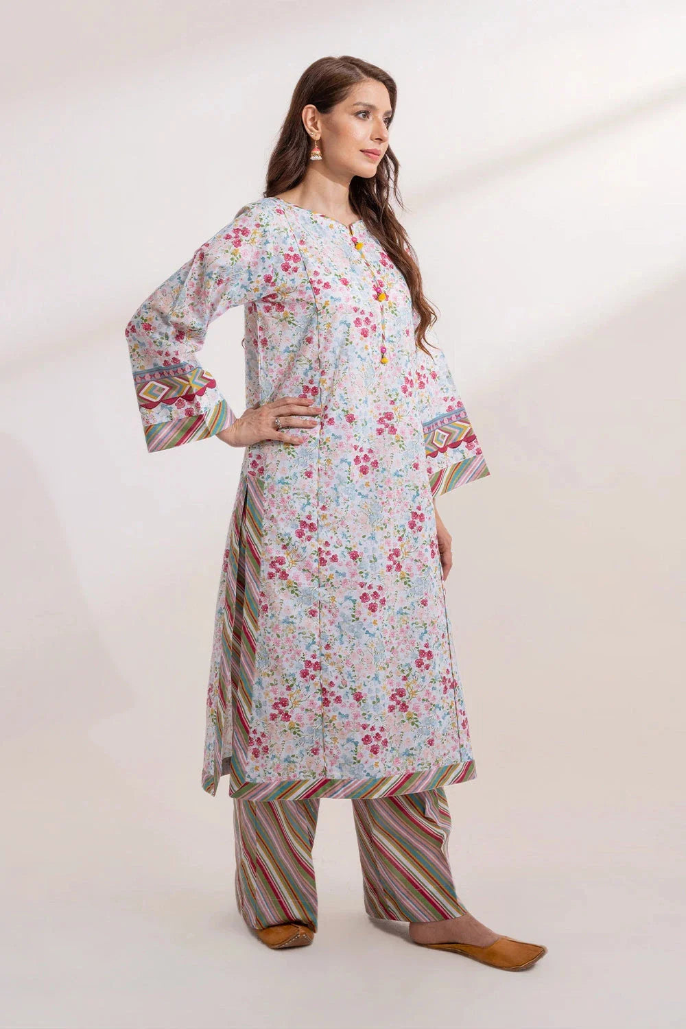 2PC Unstitched Printed Lawn Shirt and Trouser KST-3243 Printed KHAS STORES 